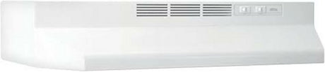 Broan 41000 Series 413001 Range Hood, 2 Fan, Ductless Vent, 30 in W, 17-1/2 in D, 6 in H, White