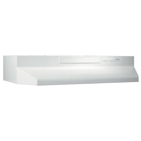 Broan F403011 Under Cabinet Range Hood, 160 cfm, 2 Fan, Convertible Built-In Vent, 30 in W, 17-1/2 in D, 6 in H, Steel