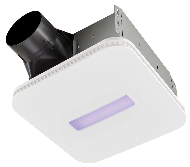 Broan Roomside AR110LKVV Exhaust Fan With VitalVio SurfaceShield Light Module, 0.3 A, 120 V, 110 cfm Air, 1 sones