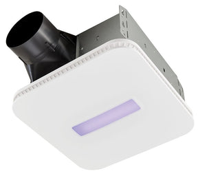 Broan Roomside AR110LKVV Exhaust Fan With VitalVio SurfaceShield Light Module, 0.3 A, 120 V, 110 cfm Air, 1 sones