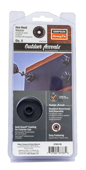 Simpson Strong-Tie Outdoor Accents STN22R8 Hex Head Washer, Black, Powder-Coated
