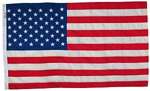 Valley Forge USB3 USA Flag, 3 ft W, 5 ft H, Cotton
