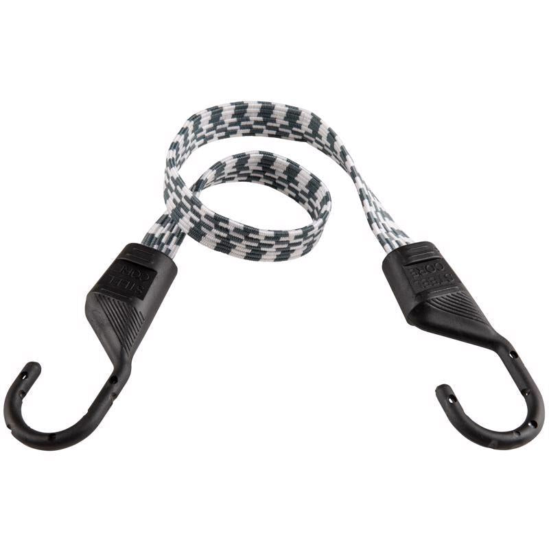 Keeper Black/White Flat Bungee Cord 24 in. L X 0.14 in. 1 pk
