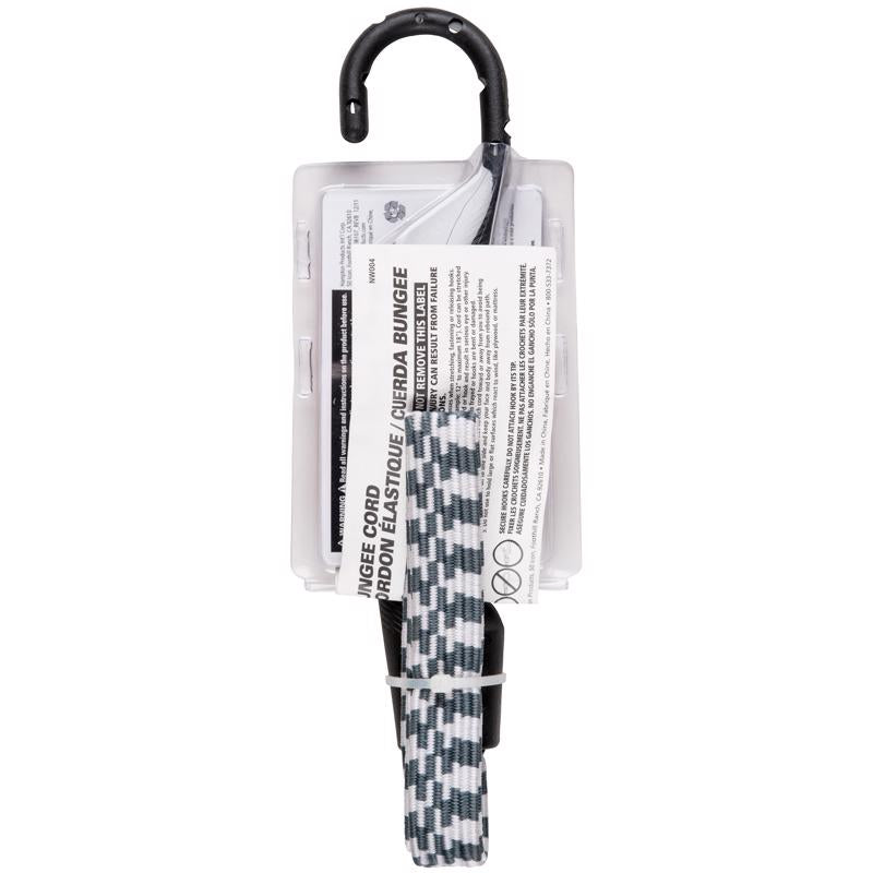 Keeper Black/White Flat Bungee Cord 24 in. L X 0.14 in. 1 pk