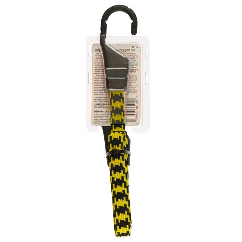Keeper Black/Yellow Flat Bungee Cord 48 in. L X 0.14 in. 1 pk