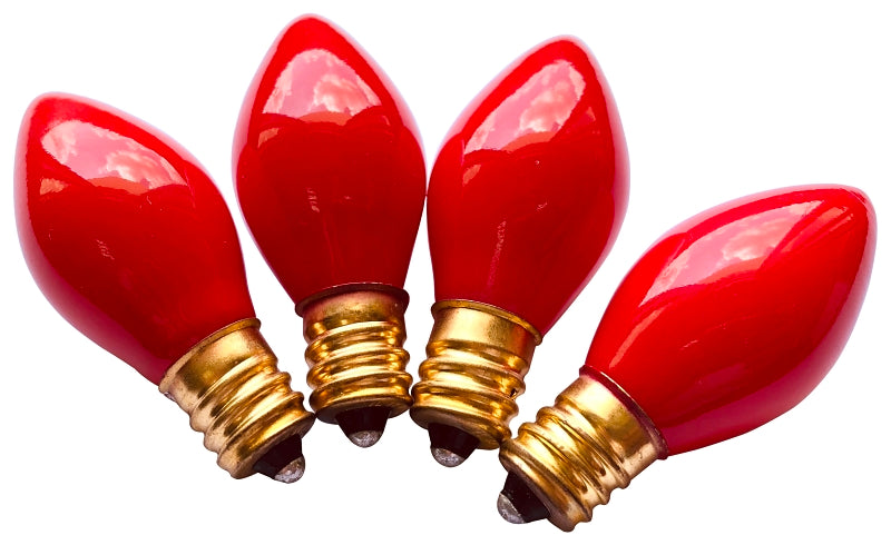 Hometown Holidays 16240 Light Bulb, 5 W, Candelabra Lamp Base, Incandescent Lamp, Ceramic Red Light, Pack of 25