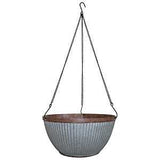 Southern Patio HDR-054801 Westlake Hanging Basket, Grooved Pattern, Resin, Rustic Galvanized