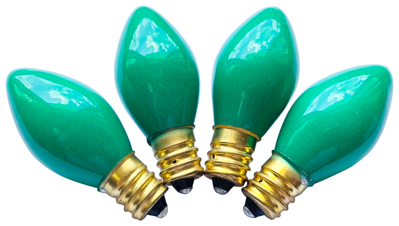 Hometown Holidays 16260 Light Bulb, 5 W, Candelabra Lamp Base, Incandescent Lamp, Ceramic Green Light, Pack of 25