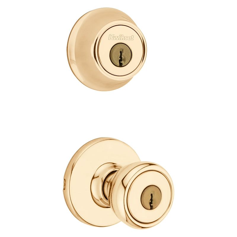 Kwikset 695T 3CP6ALRCSK6 Combination Lockset, Knob Handle, Tylo Design, Polished Brass, 3 Grade