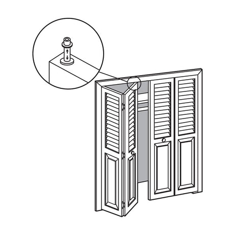 Prime-Line N 6700 Door Pivot, 3/8 in Dia Base, 1 in H Base, Plastic