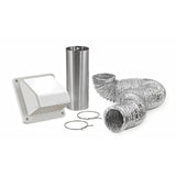 Lambro 1373W Wall Hood Vent Kit, Plastic, White, Includes: (1) 4 x 11 in Aluminum Snap Lock Tail Pipe, 10/PK