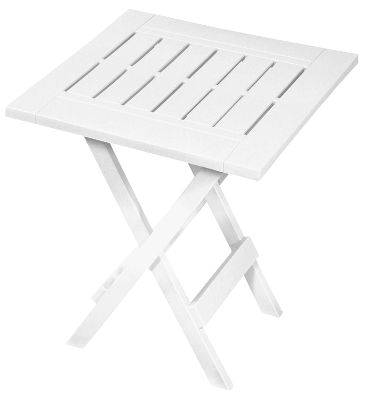 Gracious Living Adirondack 14195-6PDQ Side Table, Resin Table, White Table, Foldable, 17in W, 17 in D, 25 in H