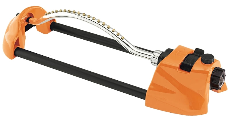 Dramm 15002 Oscillating Sprinkler, Orange, 1110 to 3000 sq-ft, Pop-Up Nozzle Trajectory, Spray Nozzle, Brass/Zinc