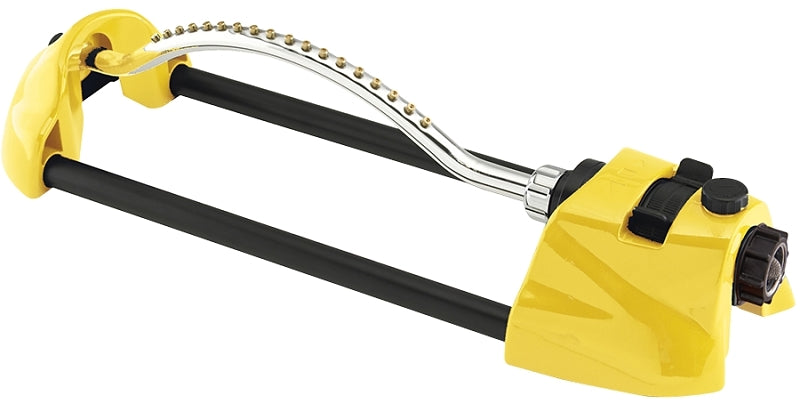 Dramm 15003 Oscillating Sprinkler, Yellow, 1110 to 3000 sq-ft, Pop-Up Nozzle Trajectory, Spray Nozzle, Brass/Zinc