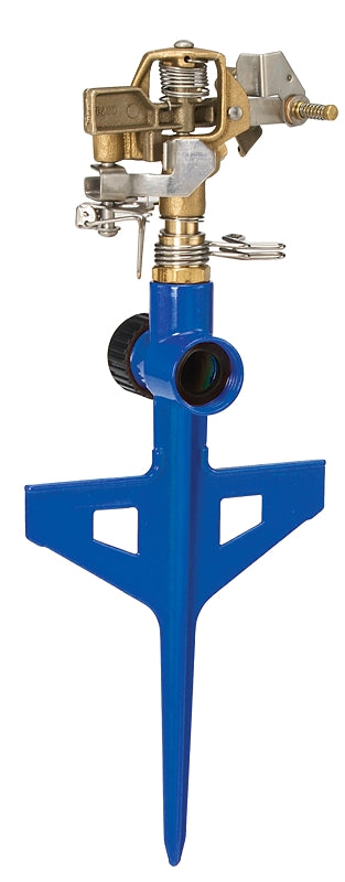 Dramm 15065 Stake Impulse Sprinkler, Blue, Full-Circle, Part-Circle, 70 ft, Circular, Brass/Plastic/Zinc