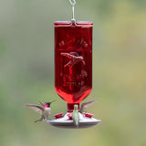 Perky-Pet Hummingbird 16 oz Glass/Metal/Plastic Antique Bottle Nectar Bird Feeder 4 ports, Pack of 2