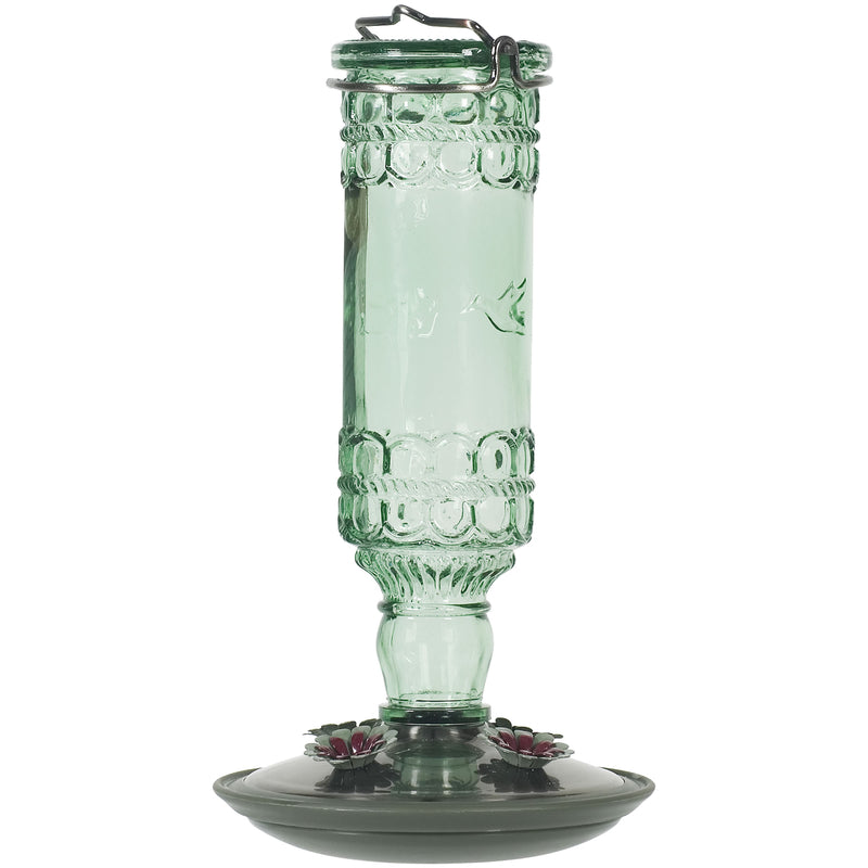 Perky-Pet Hummingbird 10 oz Glass/Metal Antique Bottle Nectar Bird Feeder 4 ports, Pack of 2
