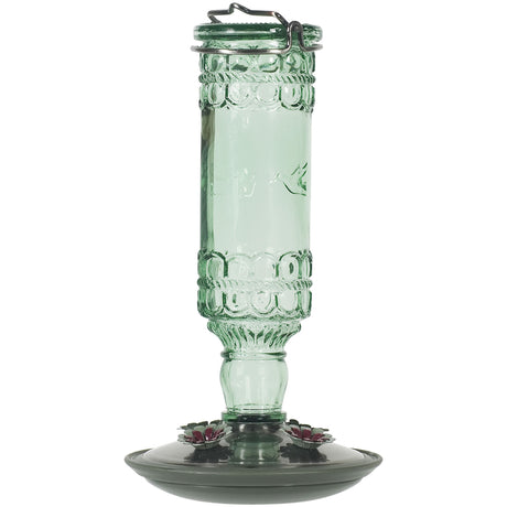Perky-Pet Hummingbird 10 oz Glass/Metal Antique Bottle Nectar Bird Feeder 4 ports, Pack of 2