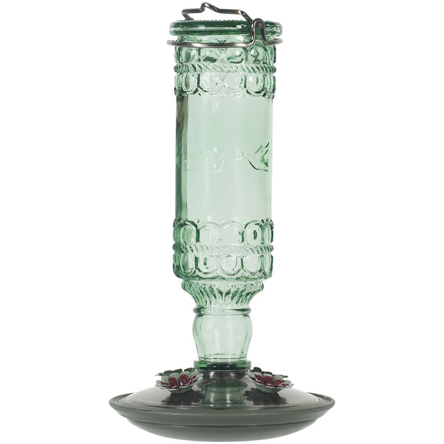 Perky-Pet Hummingbird 10 oz Glass/Metal Antique Bottle Nectar Bird Feeder 4 ports, Pack of 2