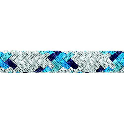 Samson 435026805030 XLS3 Yacht Braid, 13/32″ (10mm) x 500', White w/Blue Tracer