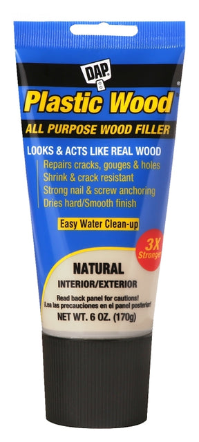 Plastic Wood 7079800581 Wood Filler, Paste, Natural, 6 oz Tube