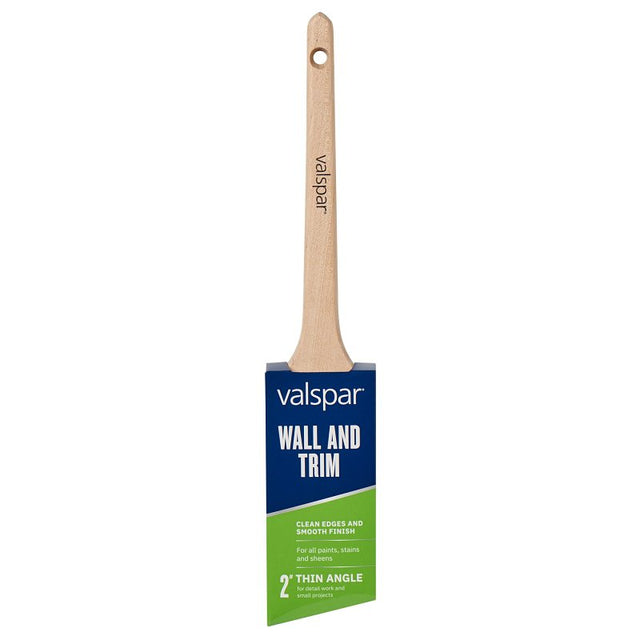 Valspar Wall and Trim Series 882545300 Thin Sash Brush, Wood Handle, 2 in W, Angle Brush, Polyester Bristle, 1/PK