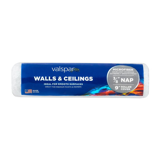 Valspar 888630900 Paint Roller Cover, 3/8 in Thick Nap, 9 in L, Microfiber Cover, 1/PK
