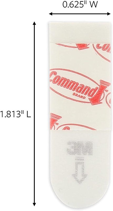 Command 17024-136ES Small Poster Strip, 5/8 in W, 1.813 in L, Foam Backing, White, 1 lb