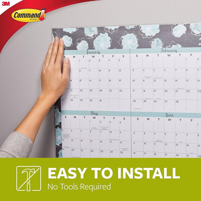 Command 17024-136ES Small Poster Strip, 5/8 in W, 1.813 in L, Foam Backing, White, 1 lb