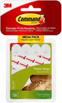 Command 17024-136ES Small Poster Strip, 5/8 in W, 1.813 in L, Foam Backing, White, 1 lb