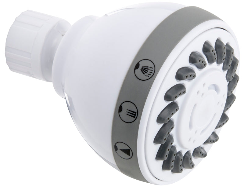 Stylewise K704WH Shower Head, Round, 1.8 gpm, 3 -Spray Function, 2.7 in Dia
