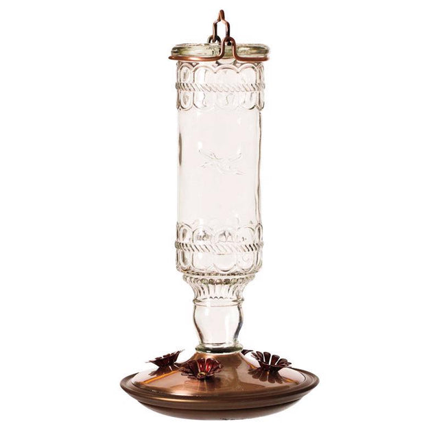 Perky-Pet Hummingbird 10 oz Glass/Metal Antique Bottle Nectar Bird Feeder 4 ports, Pack of 2