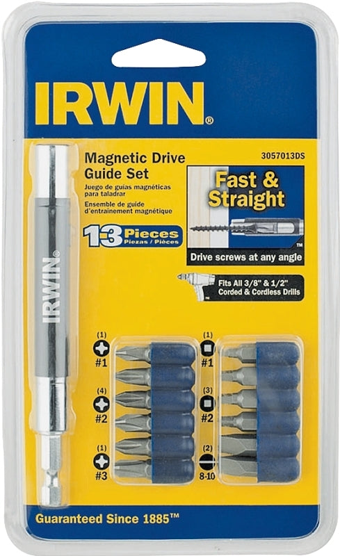 Irwin 3057013DS Drive Set, 13-Piece, Magnetic, Alloy Steel