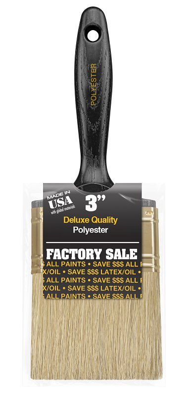 Wooster P3973-3 Paint Brush, 3 in W, Flat Brush, 2-11/16 in L Bristle, Polyester Bristle, Beavertail Handle
