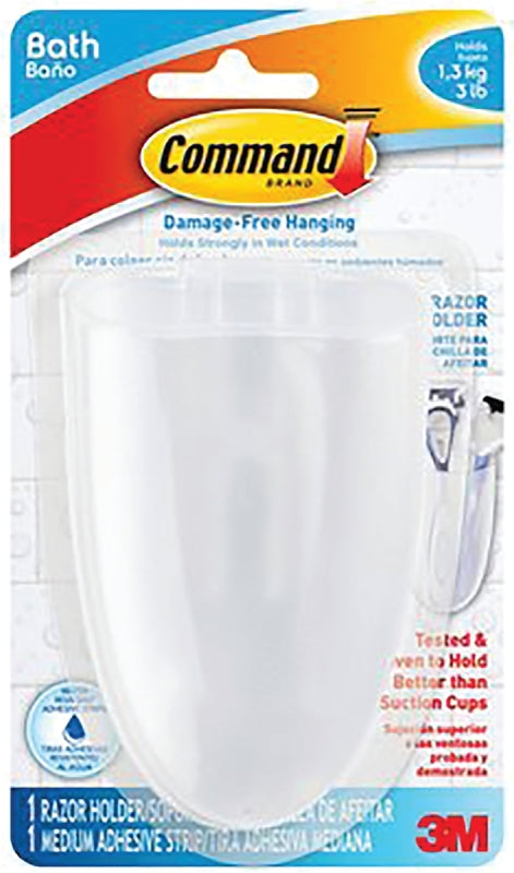 Command BATH16-ES Bath Razor Holder, Plastic, Transparent, Frosted