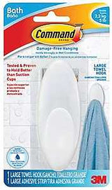 Command BATH17-ES Towel Hook, 5 lb, Plastic