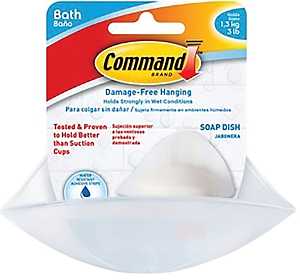 Command BATH14-ES Bath Soap Dish, Plastic, Frosted