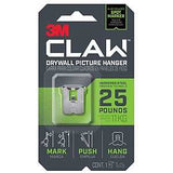3M CLAW 3PH25M-1ES Drywall Picture Hanger, 25 lb, Steel, Push-In, 1/PK, Pack of 4