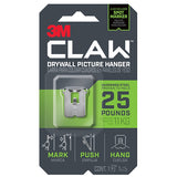 3M CLAW 3PH25M-1ES Drywall Picture Hanger, 25 lb, Steel, Push-In, 1/PK, Pack of 4