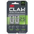 3M CLAW 3PH25M-4ES Drywall Picture Hanger, 25 lb, Steel, Push-In, 4/PK, Pack of 4