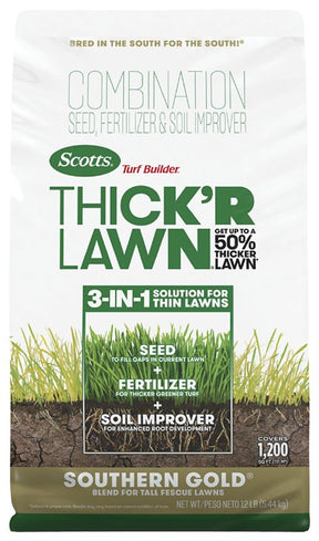 Scotts Turf Builder 30457 Thick 'r Southern Gold Grass Seed, 12 lb Bag