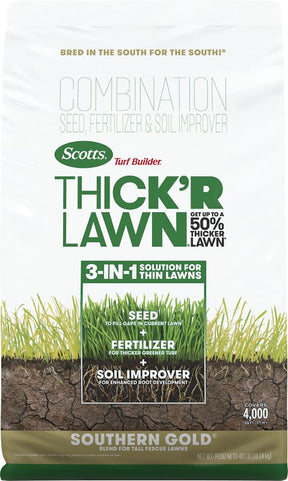 Scotts Turf Builder 30458 Thick 'r Southern Gold Grass Seed, 40 lb Bag