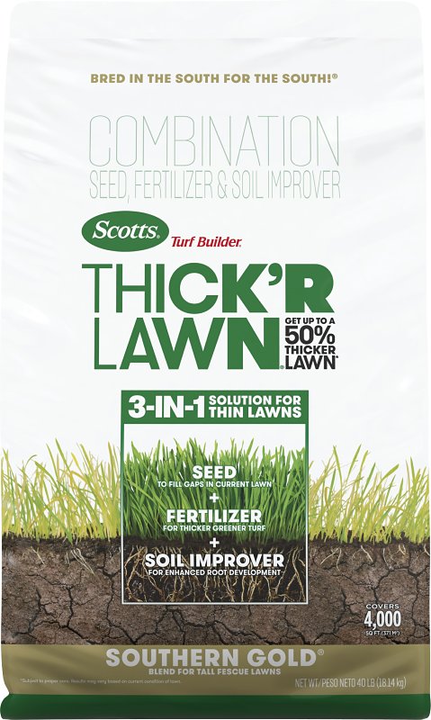 Scotts Turf Builder 30458 Thick 'r Southern Gold Grass Seed, 40 lb Bag