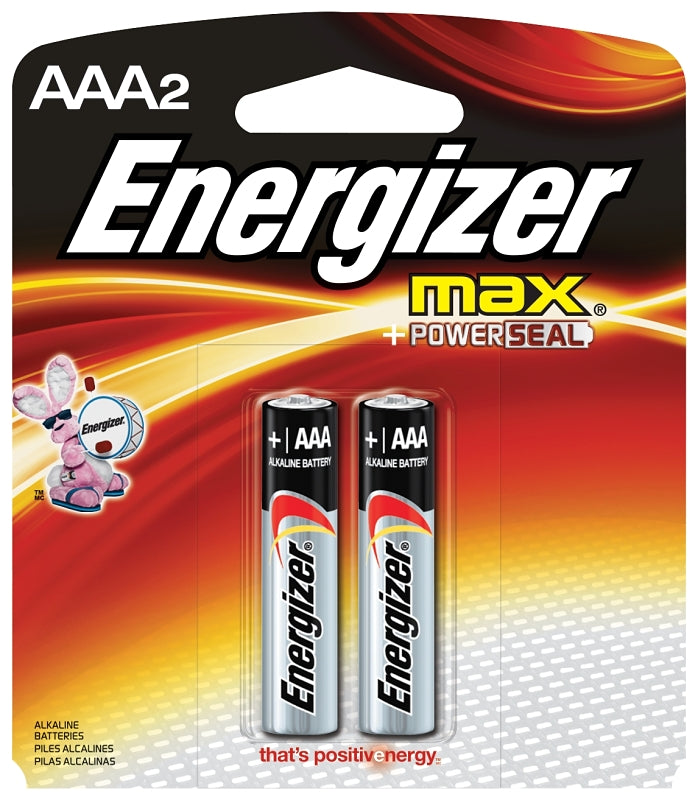 Energizer E92BP-2 Battery, 1.5 V Battery, 1250 mAh, AAA Battery, Alkaline, Manganese Dioxide, Rechargeable: No, 2/PK