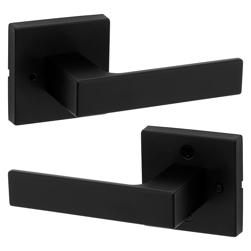 Kwikset Signature Series 730SAL 514 SQT CP Privacy Lever, Matte Black, Zinc, Residential, Left, Reversible, Right Hand