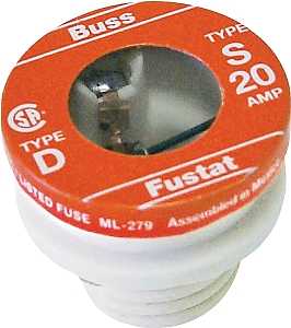 Bussmann BP/S-20 Plug Fuse, 20 A, 125 V, Time Delay Fuse, 10 kA Interrupt, Low Voltage