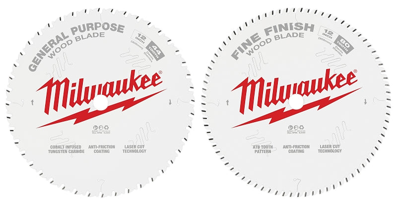 Milwaukee 48-40-1232 Circular Saw Blade, 12 in Dia, 1 in Arbor, 44, 80-Teeth, Carbide Cutting Edge