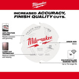 Milwaukee 48-40-0670 Track Saw Blade, 6-1/2 in Dia, 20 mm Arbor, 4-Teeth, Tungsten Carbide Cutting Edge