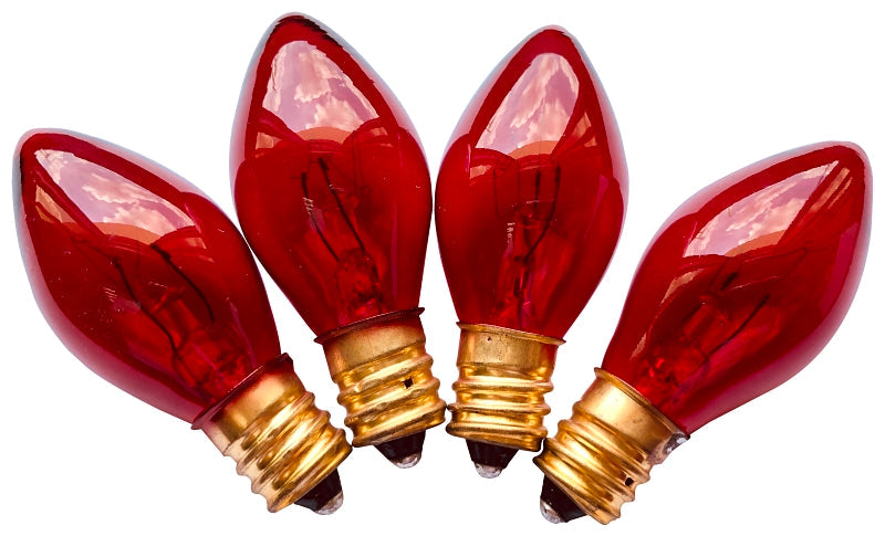 Hometown Holidays 19112 Light Bulb, 5 W, Candelabra Lamp Base, Incandescent Lamp, Transparent Red Light, Pack of 25