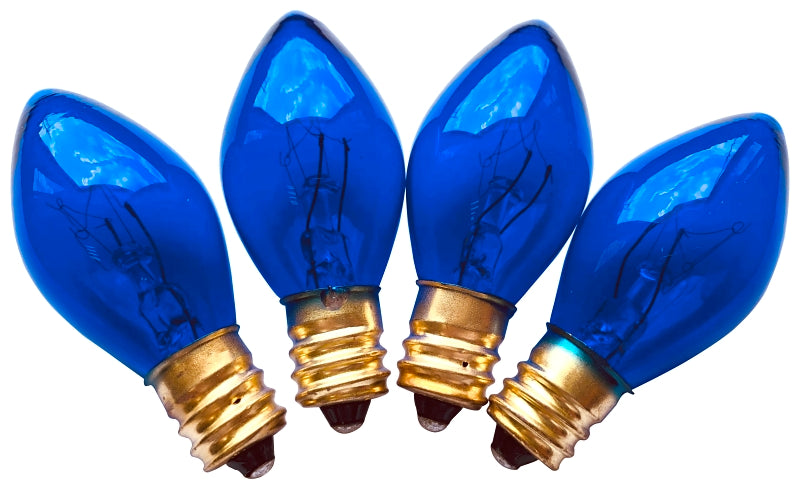 Hometown Holidays 19114 Light Bulb, 5 W, Candelabra Lamp Base, Incandescent Lamp, Transparent Blue Light, Pack of 25